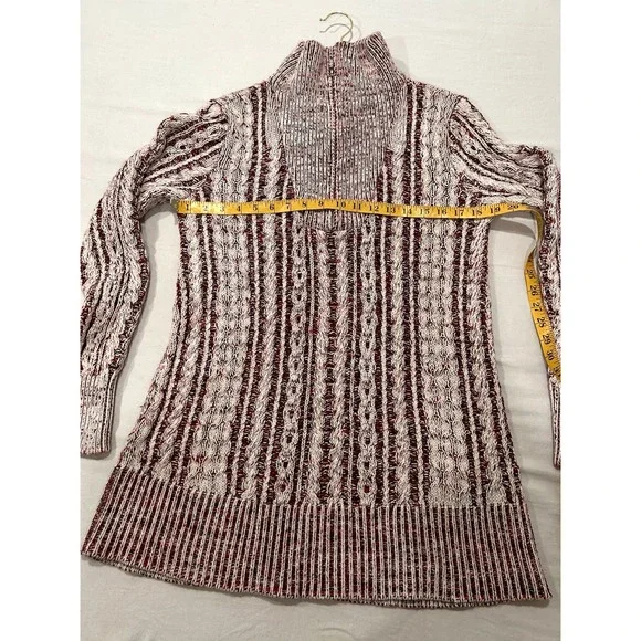 Soft Surroundings Tunic 1/4 Zip Sweater Cableknit Sm Cottagecore Pink/Red/Cream - Picture 9 of 9